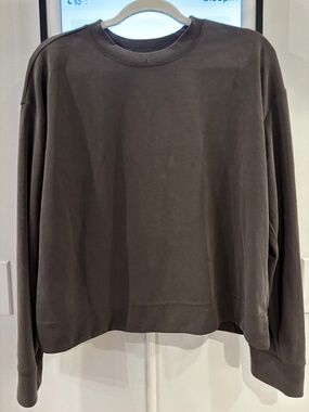 Athleta Seasoft Crew Neck Sweatshirt, Size L, Brown